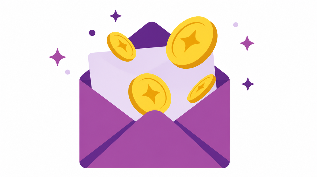 Open envelope with coins